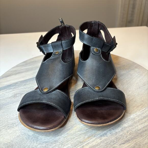 Bed Stu Roan Hali Black Leather Slingback Sandals Flats US Size 7.5 - Picture 2 of 10